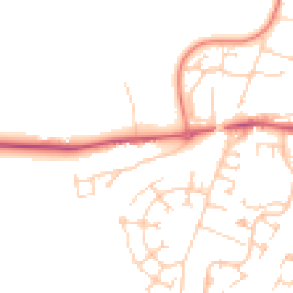 Daytime road noise heatmap for RG23 8PW