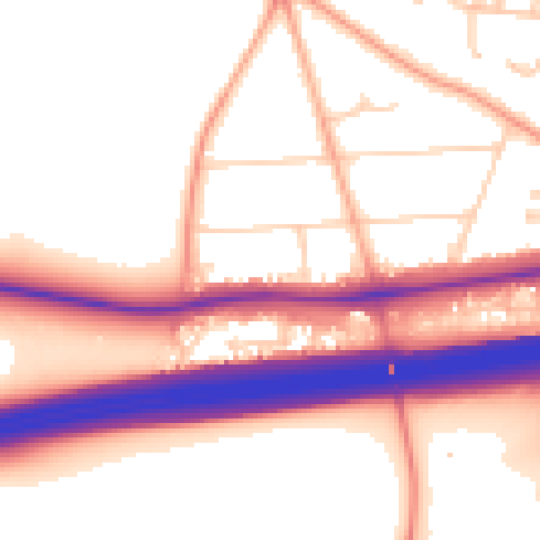 Daytime road noise heatmap for RG24 7AD