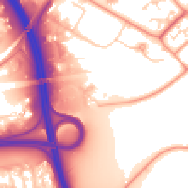 Daytime road noise heatmap for RG24 7AN