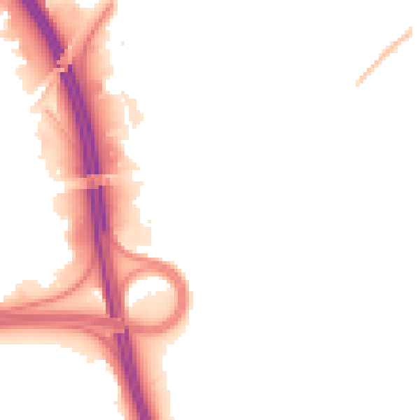 Night-time road noise heatmap for RG24 7AN