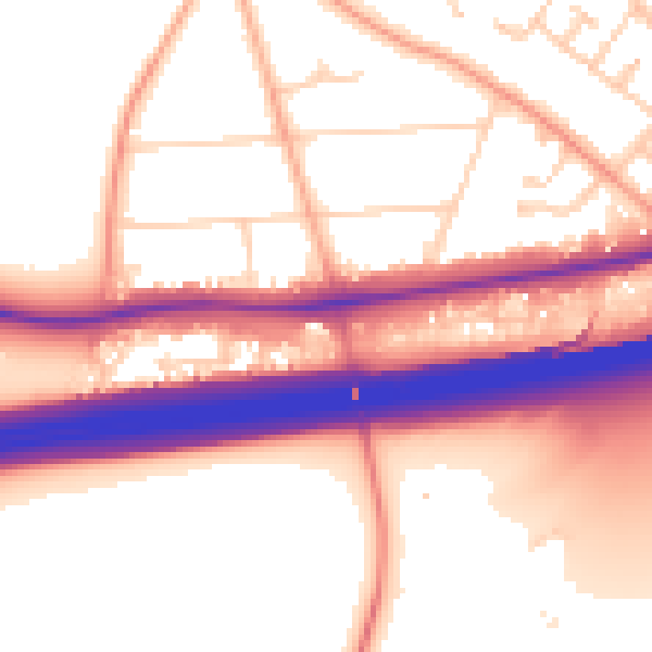 Daytime road noise heatmap for RG24 7AR