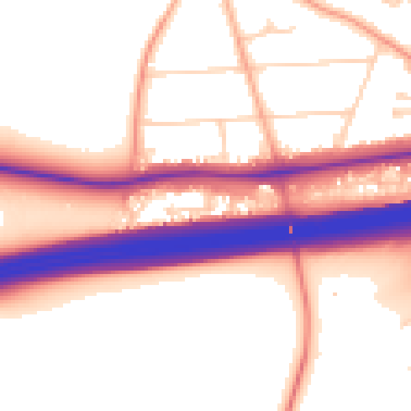 Daytime road noise heatmap for RG24 7AS