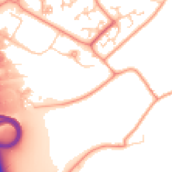 Daytime road noise heatmap for RG24 7AW