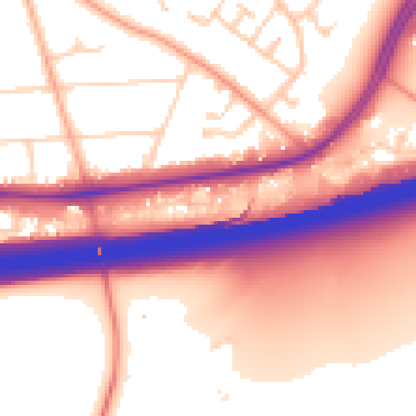 Daytime road noise heatmap for RG24 7BQ