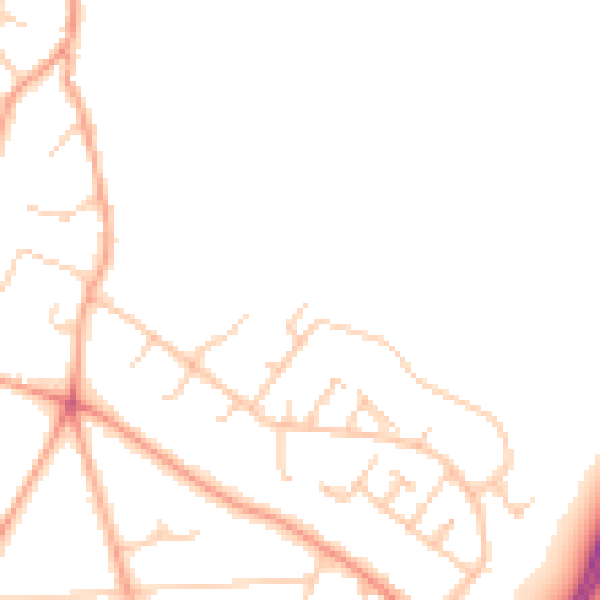 Daytime road noise heatmap for RG24 7EN