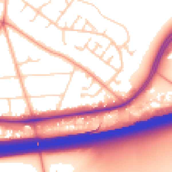 Daytime road noise heatmap for RG24 7EU