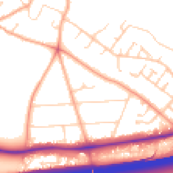 Daytime road noise heatmap for RG24 7HA