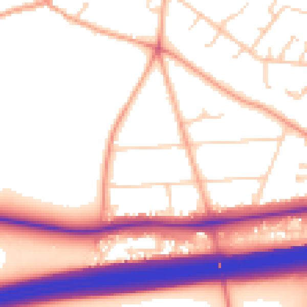 Daytime road noise heatmap for RG24 7HG