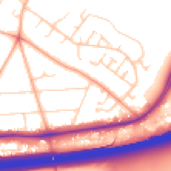 Daytime road noise heatmap for RG24 7HN