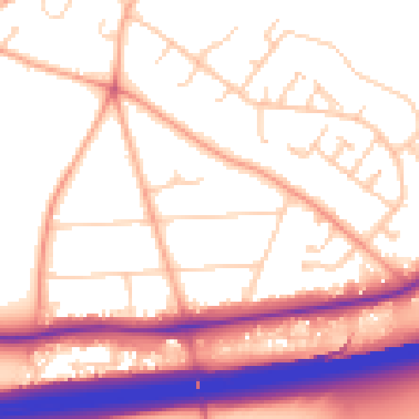 Daytime road noise heatmap for RG24 7HS