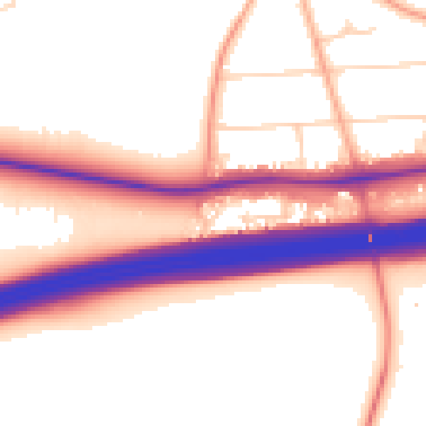Daytime road noise heatmap for RG24 7JB