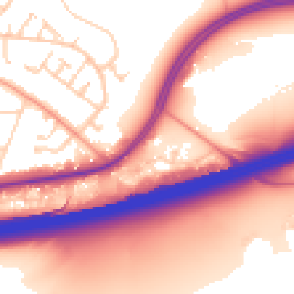 Daytime road noise heatmap for RG24 7JL