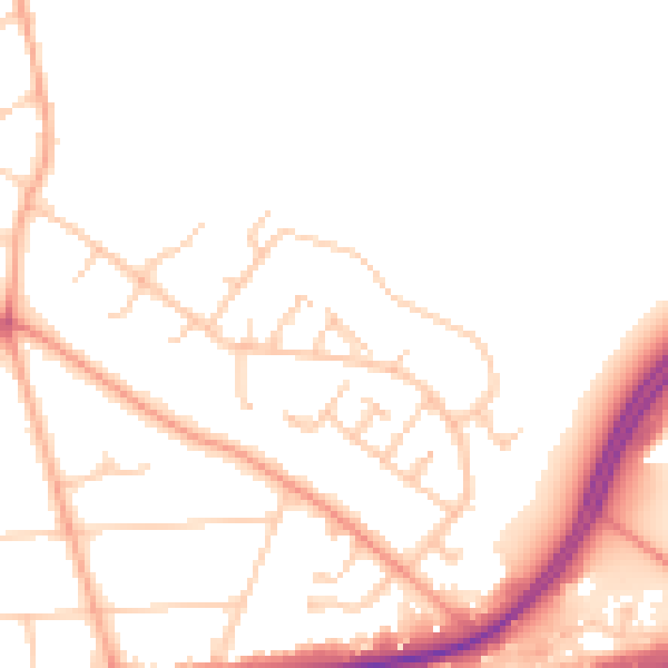 Daytime road noise heatmap for RG24 7JS