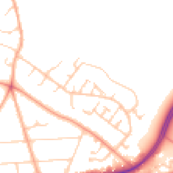 Daytime road noise heatmap for RG24 7JT