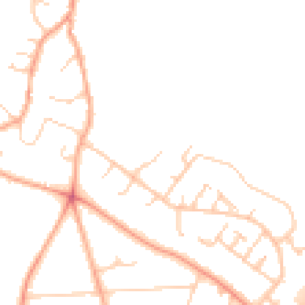 Daytime road noise heatmap for RG24 7JY