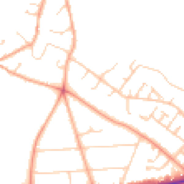 Daytime road noise heatmap for RG24 7LB