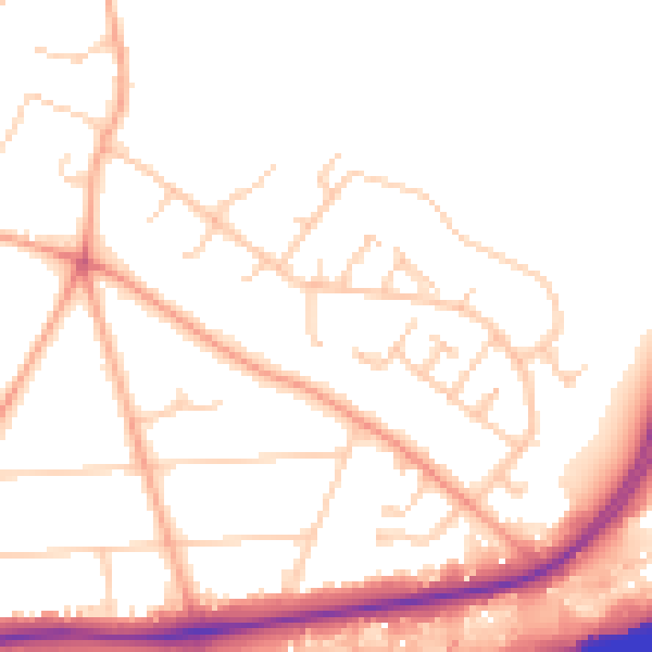 Daytime road noise heatmap for RG24 7LE