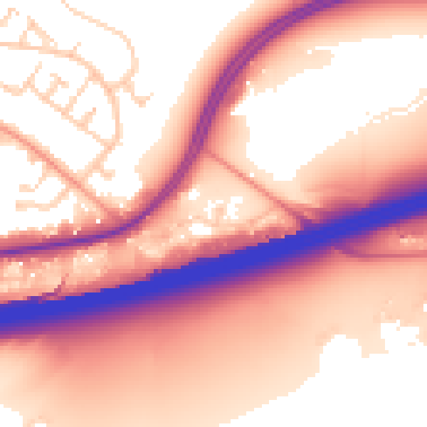 Daytime road noise heatmap for RG24 7NJ