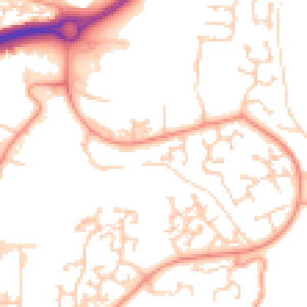 Daytime road noise heatmap for RG24 8AB