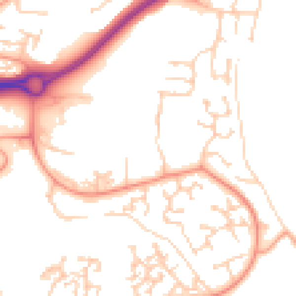 Daytime road noise heatmap for RG24 8AU