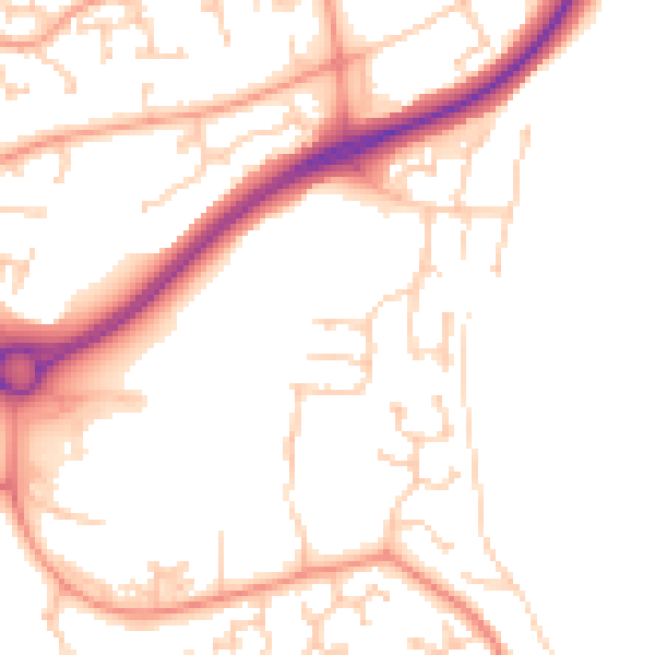 Daytime road noise heatmap for RG24 8EQ