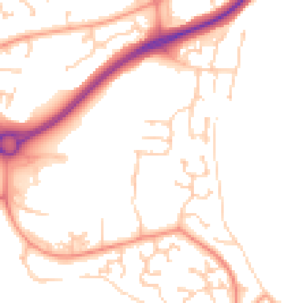 Daytime road noise heatmap for RG24 8ET