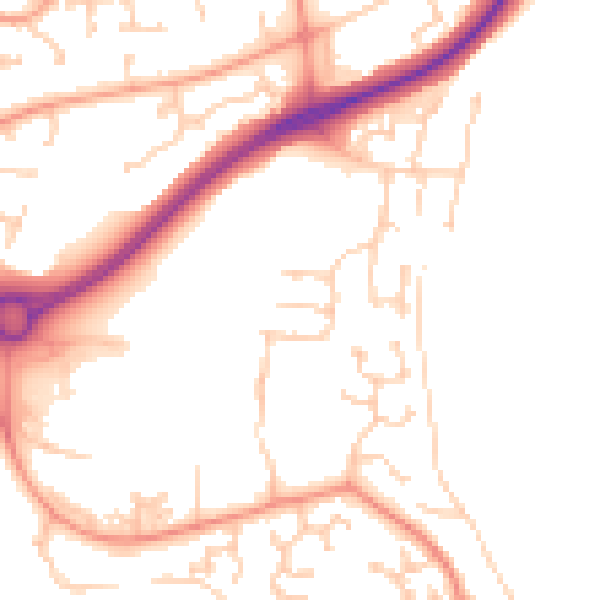 Daytime road noise heatmap for RG24 8EW