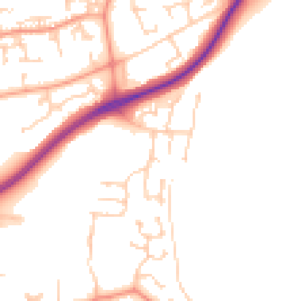 Daytime road noise heatmap for RG24 8JU