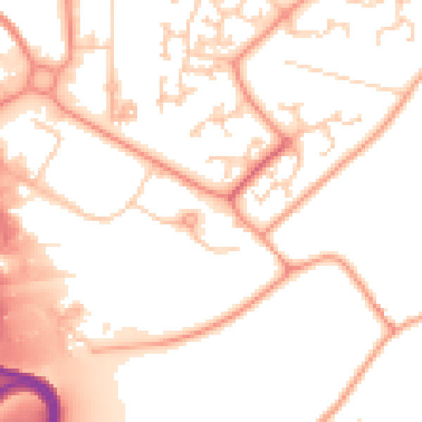 Daytime road noise heatmap for RG24 8QT