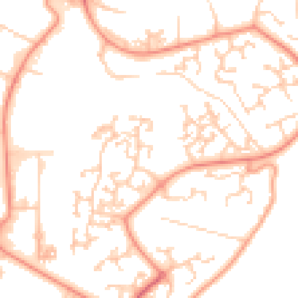 Daytime road noise heatmap for RG24 8RU