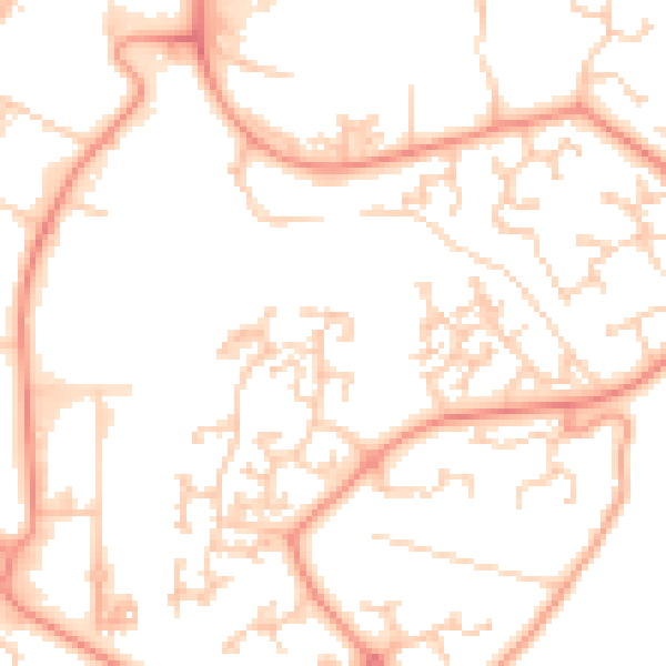 Daytime road noise heatmap for RG24 8RY