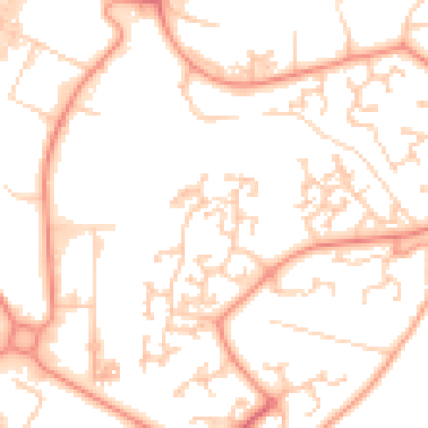 Daytime road noise heatmap for RG24 8RZ