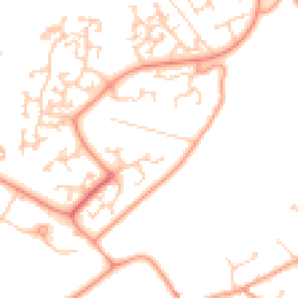 Daytime road noise heatmap for RG24 8SE