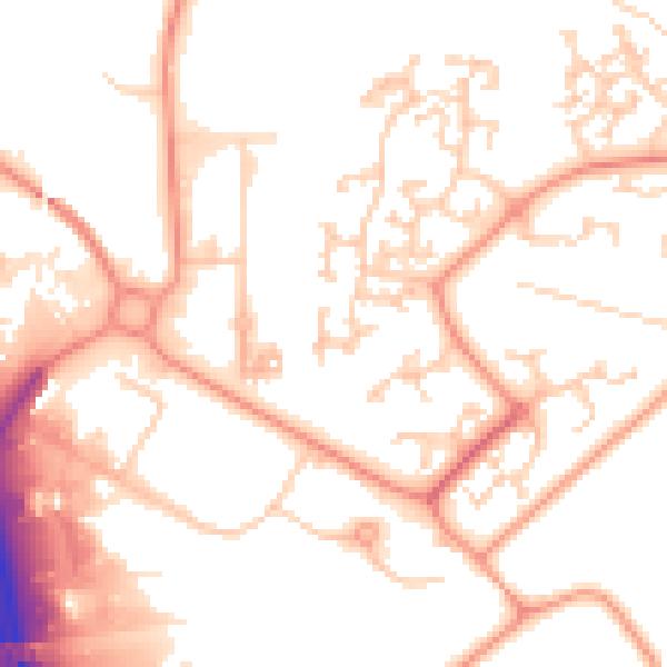 Daytime road noise heatmap for RG24 8SN