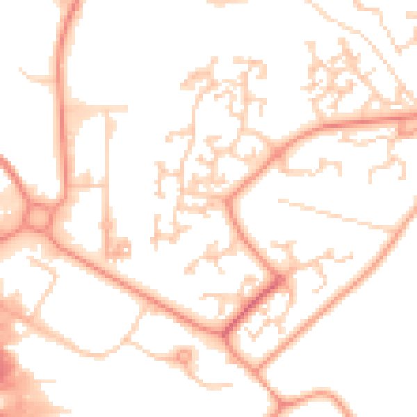 Daytime road noise heatmap for RG24 8SW