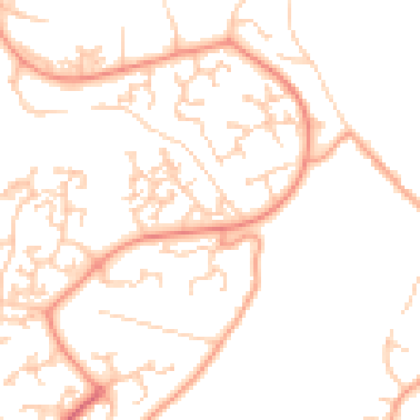 Daytime road noise heatmap for RG24 8TJ
