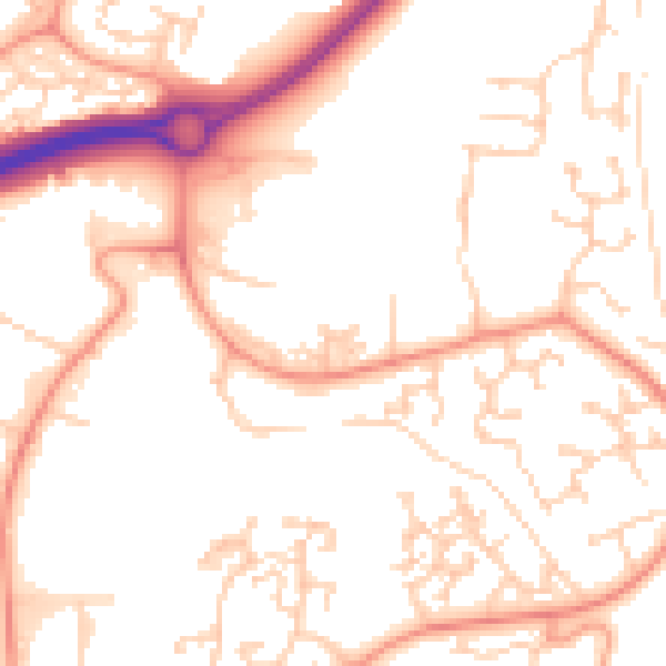 Daytime road noise heatmap for RG24 8TP