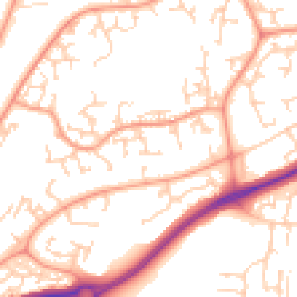 Daytime road noise heatmap for RG24 8UF