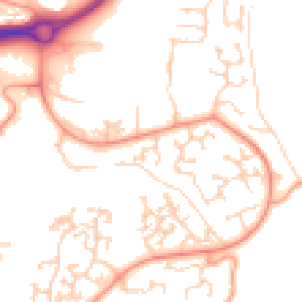 Daytime road noise heatmap for RG24 8UJ
