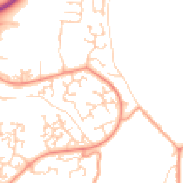 Daytime road noise heatmap for RG24 8YZ