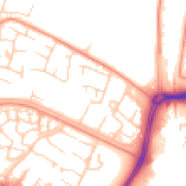 Daytime road noise heatmap for RG24 9AZ