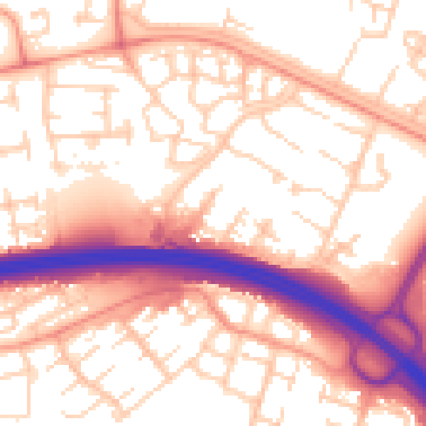 Daytime road noise heatmap for RG24 9DG