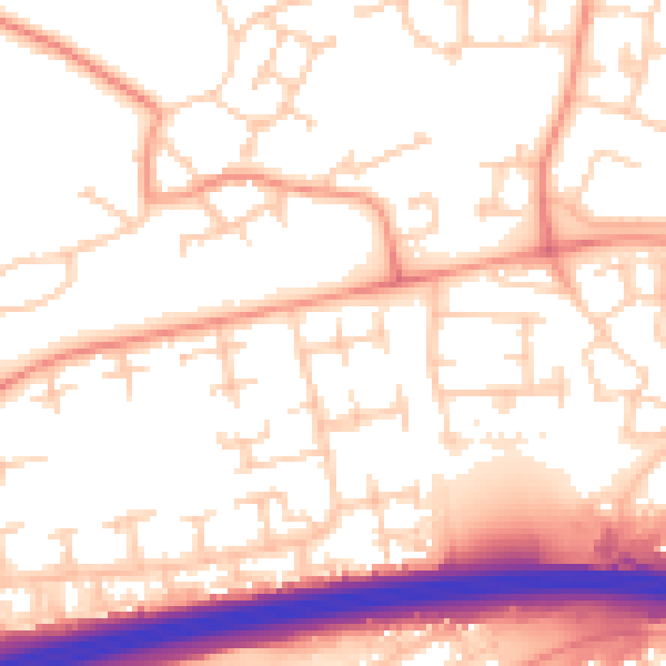 Daytime road noise heatmap for RG24 9DY