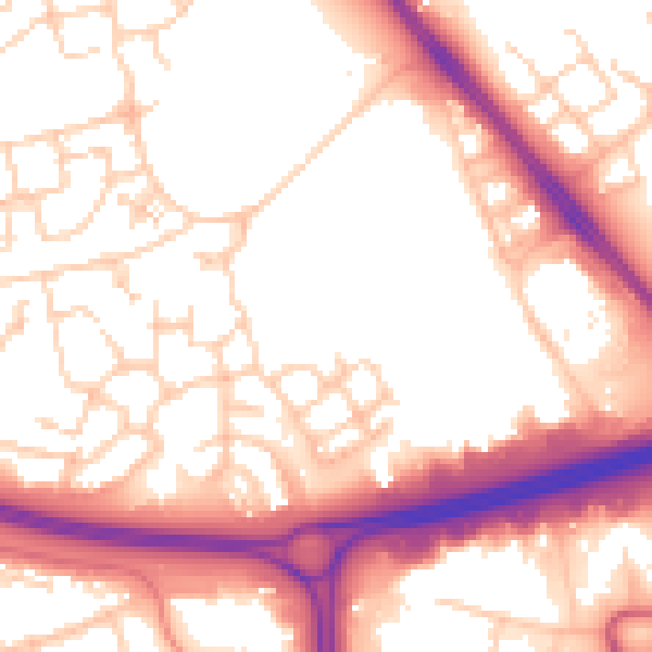 Daytime road noise heatmap for RG24 9FT