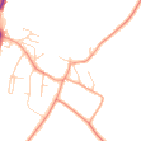 Daytime road noise heatmap for RG24 9HP