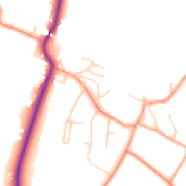 Daytime road noise heatmap for RG24 9JD