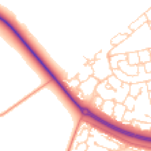 Daytime road noise heatmap for RG24 9JS