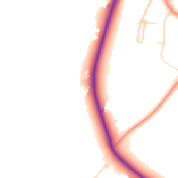 Daytime road noise heatmap for RG24 9JY