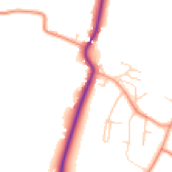 Daytime road noise heatmap for RG24 9LA