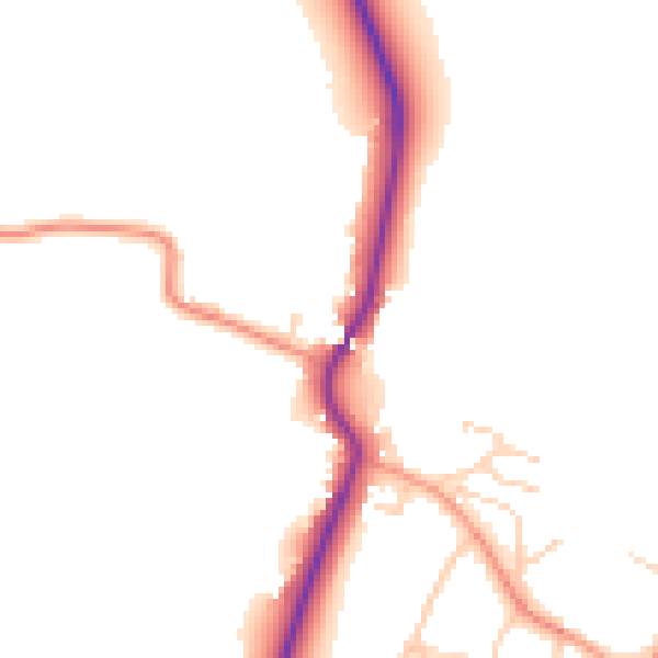 Daytime road noise heatmap for RG24 9LU